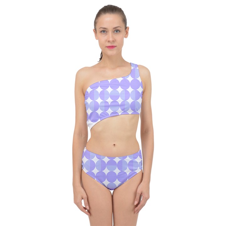 Vintage Pattern T- Shirt Very Peri Vintage 1960 Geo Op Art, Retro 60s And 70s Violet Pattern Spliced Up Two Piece Swimsuit