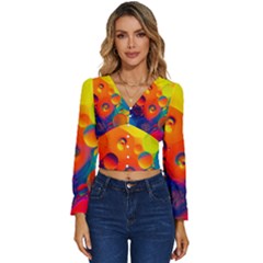 Colorfull Pattern Long Sleeve V-neck Top by artworkshop