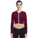 Burgundy Scarlet Long Sleeve Zip Up Bomber Jacket View1