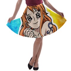 Nami Lovers Money A-line Skater Skirt by designmarketalsprey31