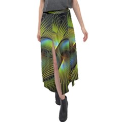 Digitalart  Waves Velour Split Maxi Skirt by Sparkle