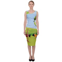 Mother And Daughter Yoga Art Celebrating Motherhood And Bond Between Mom And Daughter  Sleeveless Pencil Dress by SymmekaDesign