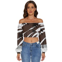 Palm Tree Design-01 (1) Long Sleeve Crinkled Weave Crop Top by thenyshirt