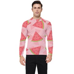 Background Watermelon Pattern Fruit Food Sweet Men s Long Sleeve Rash Guard by Jancukart