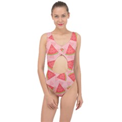 Background Watermelon Pattern Fruit Food Sweet Center Cut Out Swimsuit by Jancukart