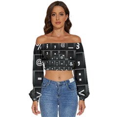 Timeline Character Symbols Alphabet Literacy Read Long Sleeve Crinkled Weave Crop Top by Jancukart