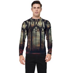 Stained Glass Window Gothic Haunted Eerie Men s Long Sleeve Rash Guard by Jancukart