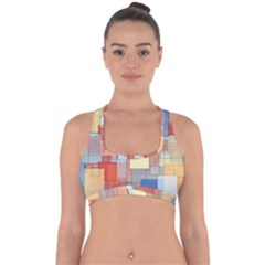 Art Abstract Rectangle Square Cross Back Hipster Bikini Top  by Ravend