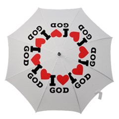 I Love God Hook Handle Umbrellas (large) by ilovewhateva