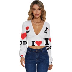 I Love God Long Sleeve Deep-v Velour Top by ilovewhateva