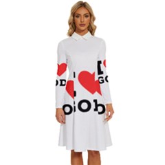 I Love God Long Sleeve Shirt Collar A-line Dress by ilovewhateva