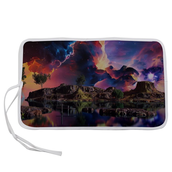 Lake Galaxy Stars Science Fiction Pen Storage Case (M)