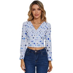 Blue Circle Pattern Long Sleeve V-neck Top by artworkshop