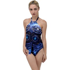 Ai Generated Digital Technology Computer Internet Go With The Flow One Piece Swimsuit by Ravend