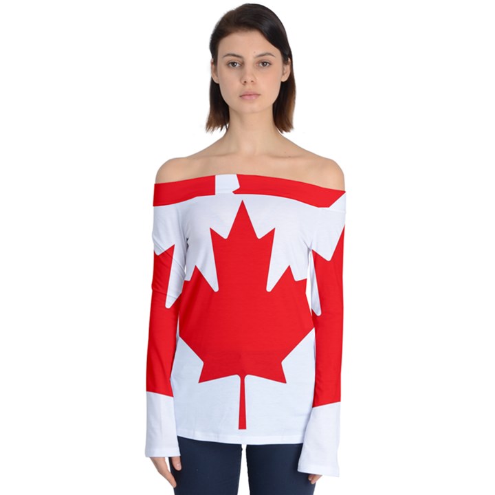 Canada Flag Canadian Flag View Off Shoulder Long Sleeve Top