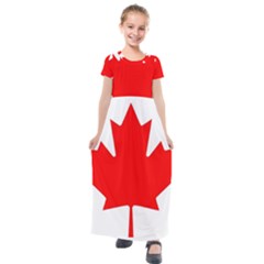 Canada Flag Canadian Flag View Kids  Short Sleeve Maxi Dress by Ravend