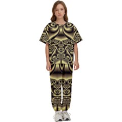 Background Fractal Sample Fantasy Texture Design Kids  Tee And Pants Sports Set by Ravend