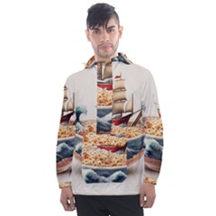 Ai Generated Noodles Pirate Chinese Food Food Men s Front Pocket Pullover Windbreaker by danenraven