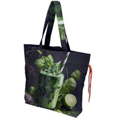 Ai Generated Drink Spinach Smooth Apple Ginger Drawstring Tote Bag by danenraven