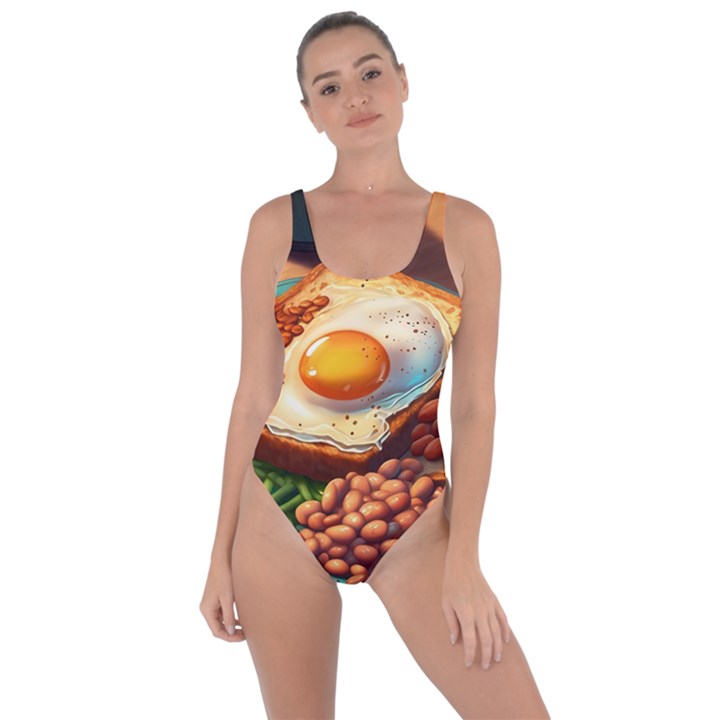 Ai Generated Breakfast Egg Beans Toast Plate Bring Sexy Back Swimsuit