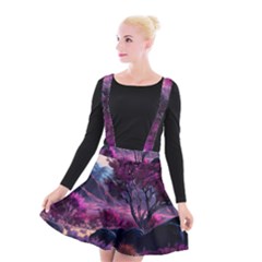 Landscape Landscape Painting Purple Purple Trees Suspender Skater Skirt by danenraven