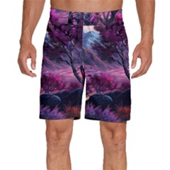 Landscape Landscape Painting Purple Purple Trees Men s Beach Shorts by danenraven