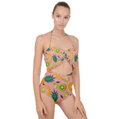 Fruits Tropical Pattern Design Art Scallop Top Cut Out Swimsuit by Ravend