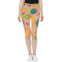 Fruits Tropical Pattern Design Art Inside Out Lightweight Velour Capri Leggings  by Ravend