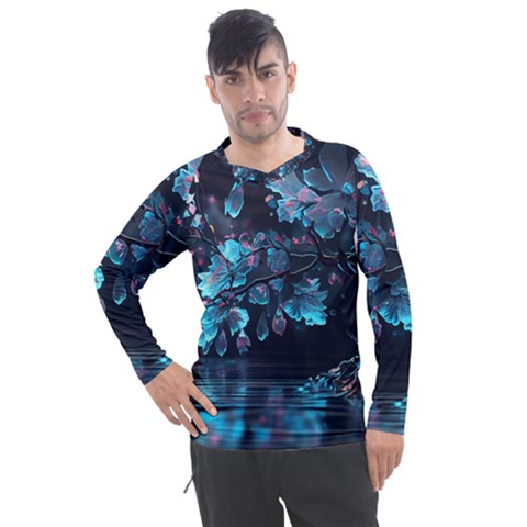 Ai Generated Cherry Blossom Men s Pique Long Sleeve Tee by Ravend