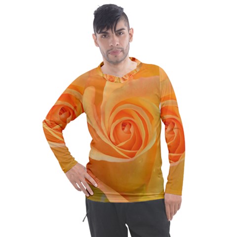 Flower Plant Rose Nature Garden Orange Macro Men s Pique Long Sleeve Tee by Ravend