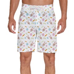 Easter Bunny Pattern Hare Easter Bunny Easter Egg Men s Beach Shorts by Ravend