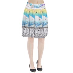 Rainbow Fun Cute Minimal Doodle Drawing Arts Pleated Skirt by Ravend