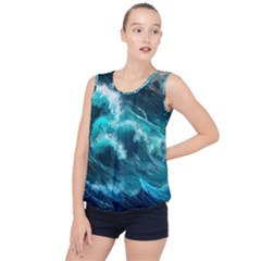 Thunderstorm Tsunami Tidal Wave Ocean Waves Sea Bubble Hem Chiffon Tank Top by Ravend