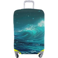 Tsunami Waves Ocean Sea Nautical Nature Water Luggage Cover (large) by Ravend