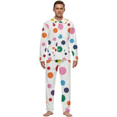 Polka Dot Men s Long Sleeve Velvet Pocket Pajamas Set by 8989