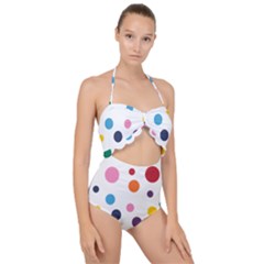 Polka Dot Scallop Top Cut Out Swimsuit by 8989