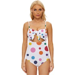 Polka Dot Knot Front One-piece Swimsuit by 8989