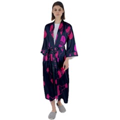 Wine Wine Bottles Background Graphic Maxi Satin Kimono by Ravend