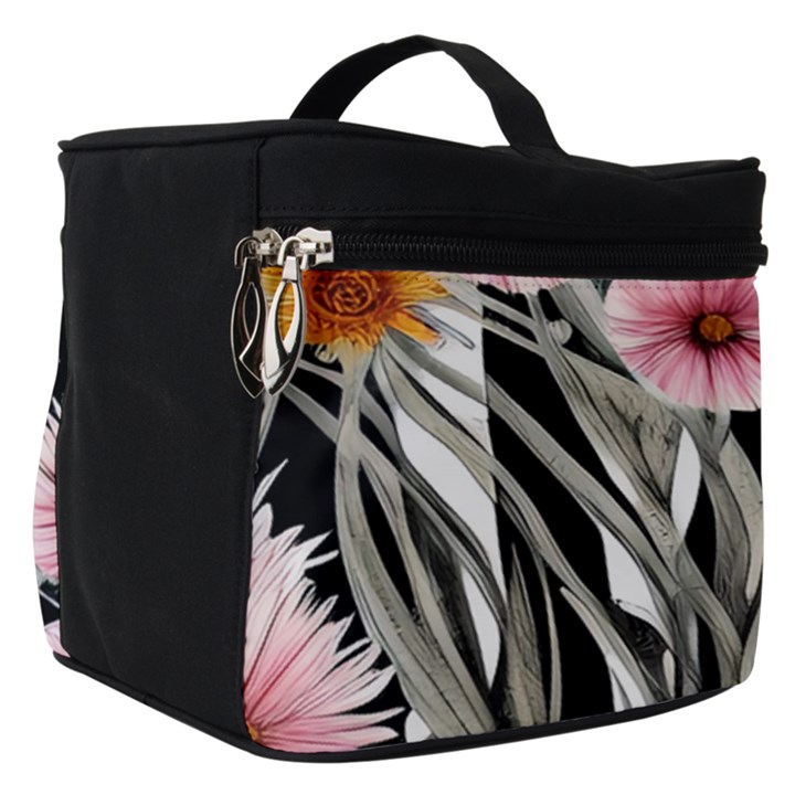 Assorted Watercolor Flowers Make Up Travel Bag (Small)