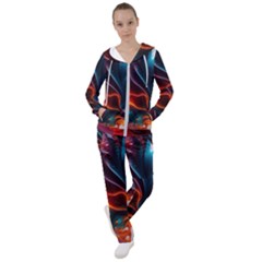 Ai Generated Swirl Splash Blaze Design Art Women s Tracksuit by Ravend