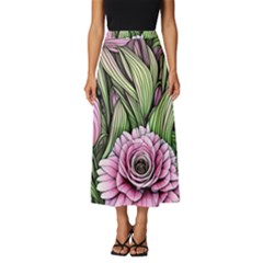 Sumptuous Watercolor Flowers Classic Midi Chiffon Skirt by GardenOfOphir