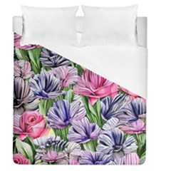 Majestic Watercolor Flowers Duvet Cover (queen Size) by GardenOfOphir