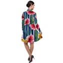 Charming And Cheerful Watercolor Flowers Long Sleeve Chiffon Shirt Dress View2