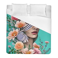 Whimsy Lady Combined Watercolor Flowers Duvet Cover (full/ Double Size) by GardenOfOphir