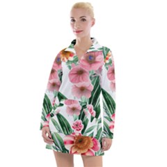 Chic Watercolor Flowers Women s Long Sleeve Casual Dress by GardenOfOphir