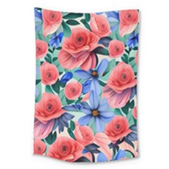 Classy Watercolor Flowers Large Tapestry by GardenOfOphir