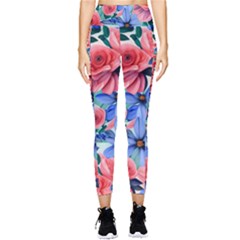 Classy Watercolor Flowers Pocket Leggings  by GardenOfOphir