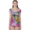 Captivating Watercolor Flowers Boyleg Leotard  View1