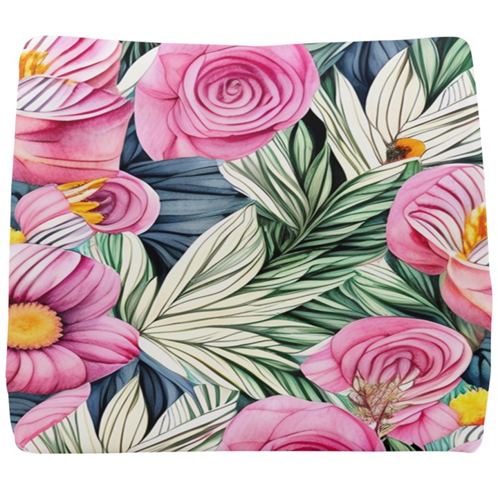 Delightful Watercolor Flowers And Foliage Seat Cushion