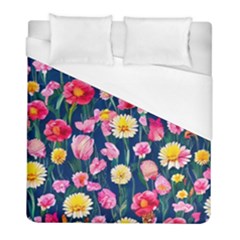 Botanical Flowers Pattern Duvet Cover (full/ Double Size) by GardenOfOphir